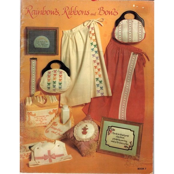 Rainbows, Ribbons and Bows 1981 Vintage Counted Cross Stitch Patterns Book 7 - Picture 1 of 5